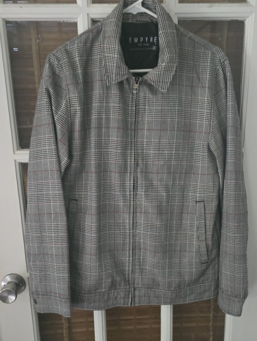 Empyre Gray Glen Plaid Jacket with Red Windowpane